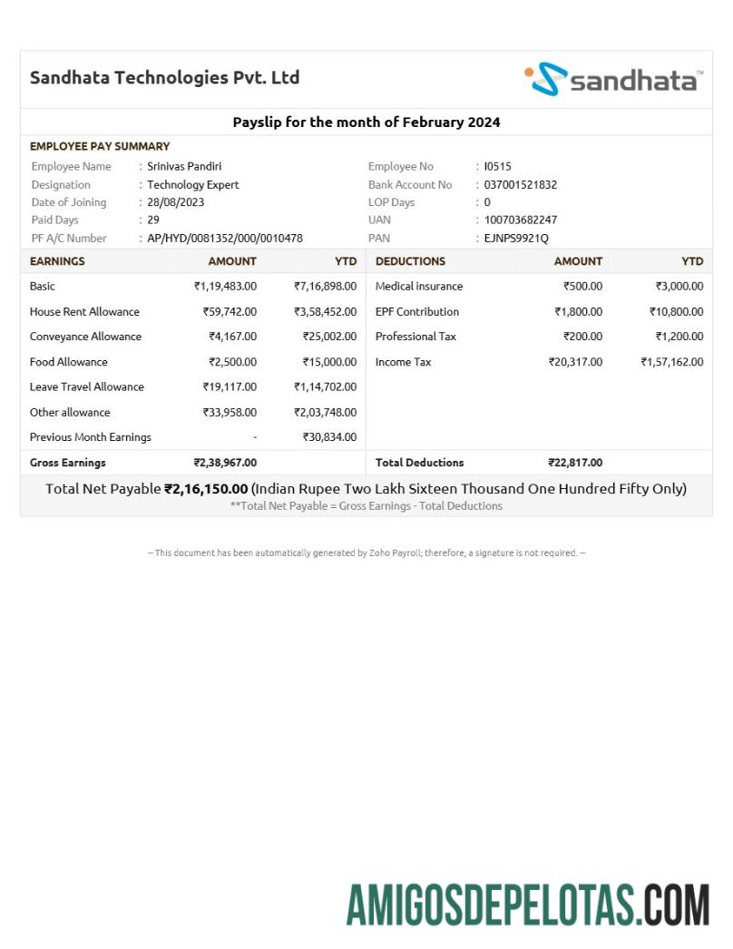 Imprimível Modelo de recibo de pagamento da Sandhata Technologies em formatos Word e PDF.pdf, 1